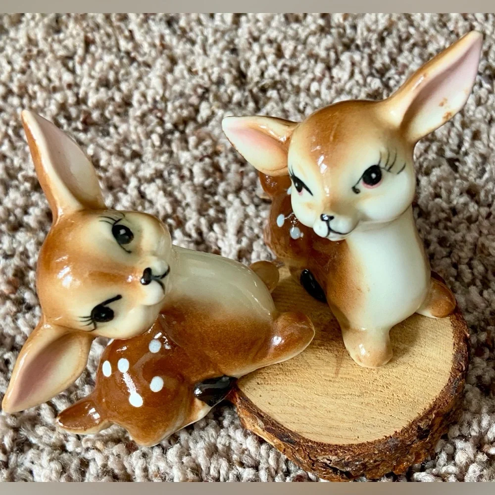 Two Vintage Sitting 🦌 Porcelain Knicks-Knacks Marked Japan- In Perfect Condition